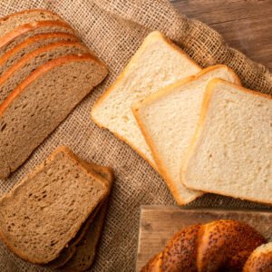 slices of white and brown bread with turkish bagels